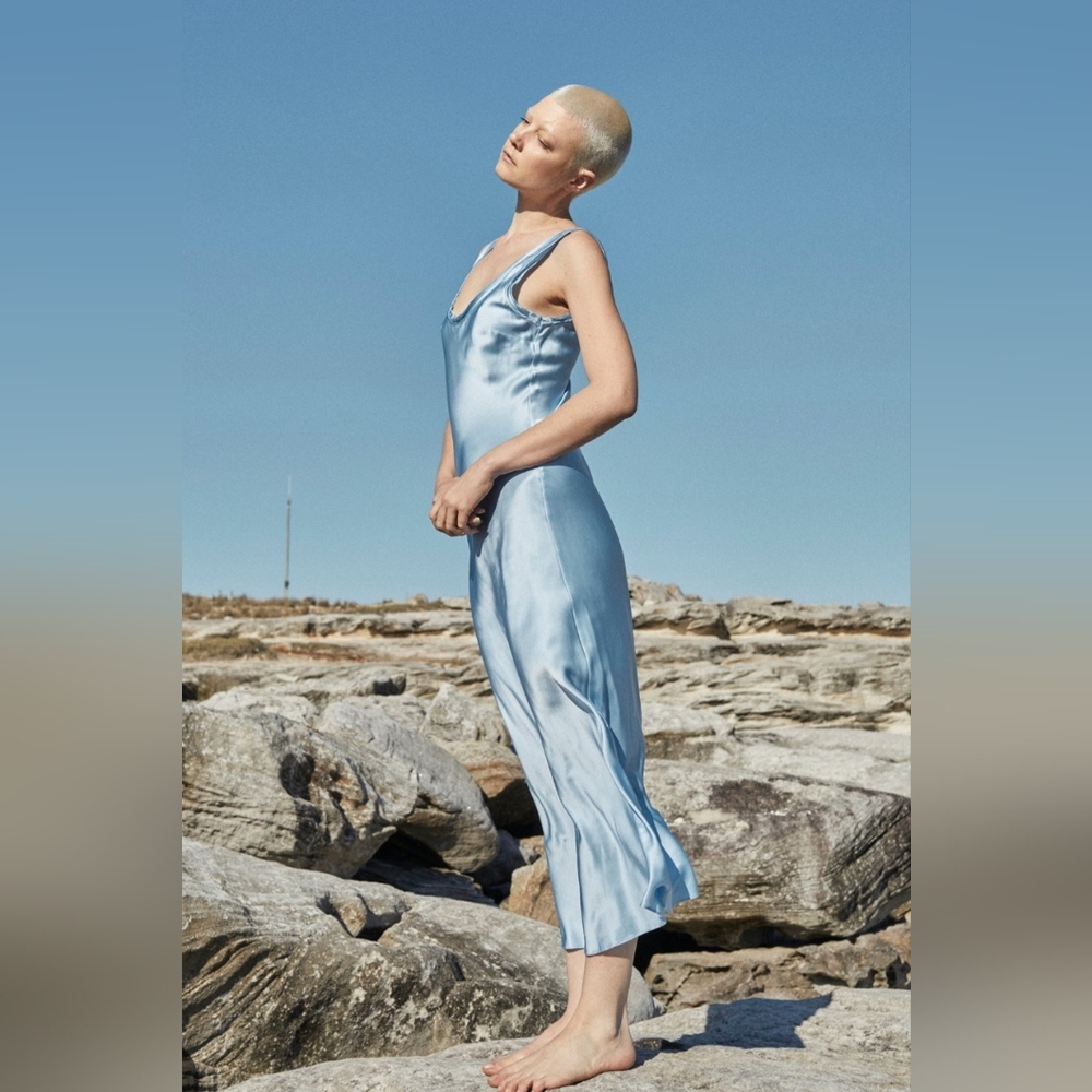 SKIN Silk-Satin Slip Dress